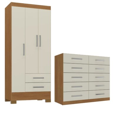 COMBO CLOSET 3 PUERTAS + COMODA 10 CAJONES OFF WHITE R3210 - 1