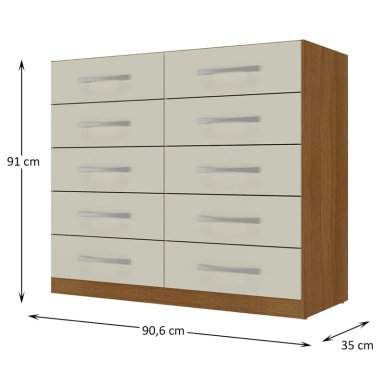 COMODA 10 CAJONES 91X91X35 CM OFF WHITE R10 - 2
