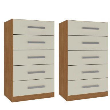 COMBO 2 COMODAS 5 CAJONES 91X46X35 CM OFF WHITE R05X2 - 1