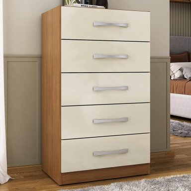 COMBO 2 COMODAS 5 CAJONES 91X46X35 CM OFF WHITE R05X2 - 4