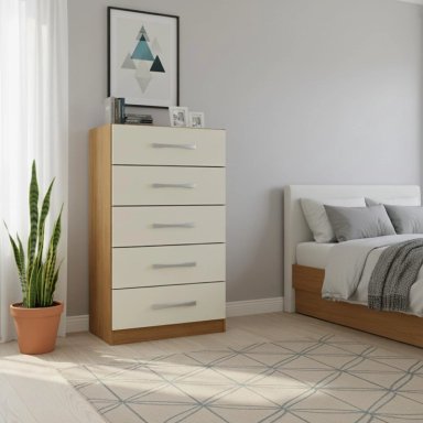 COMBO 2 COMODAS 5 CAJONES 91X46X35 CM OFF WHITE R05X2 - 6