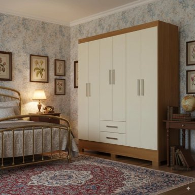 COMBO 2 CLOSET 6 PUERTAS 2 CAJONES 180X135X35 CM OFF WHITE R62X2 - 5