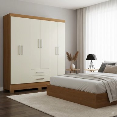 COMBO 2 CLOSET 6 PUERTAS 2 CAJONES 180X135X35 CM OFF WHITE R62X2 - 7