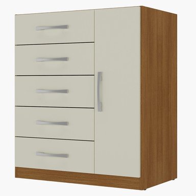 COMODA 5 CAJONES 1 PUERTA 91X68X35 OFF WHITE BLANCO R51 - 1