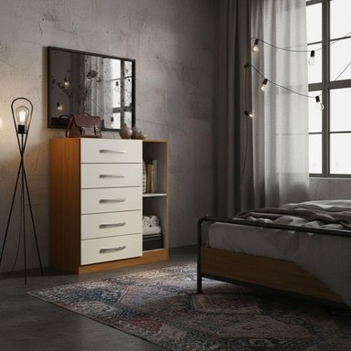 COMODA 5 CAJONES 1 PUERTA 91X68X35 OFF WHITE BLANCO R51 - 5