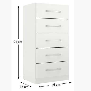COMODA 5 CAJONES 91X46X35BLANCO BLANCO RB05 - 2