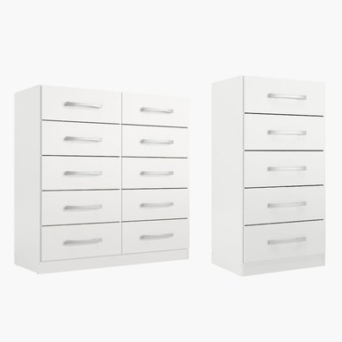 COMBO COMODA 5 CAJONES + COMODA 10 CAJONES BLANCO BLANCO RB0510 - 1
