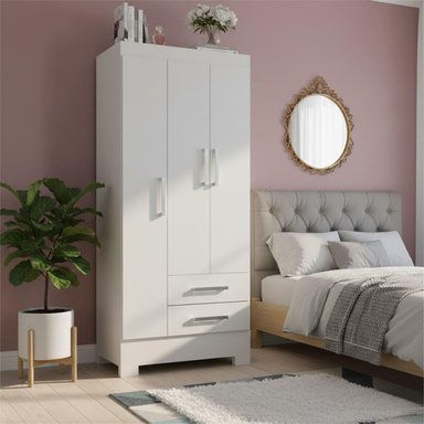 COMBO CLOSET 3 PUERTAS 2 CAJONES + COMODA 5 CAJONES BLANCO BLANCO RB3205 - 5