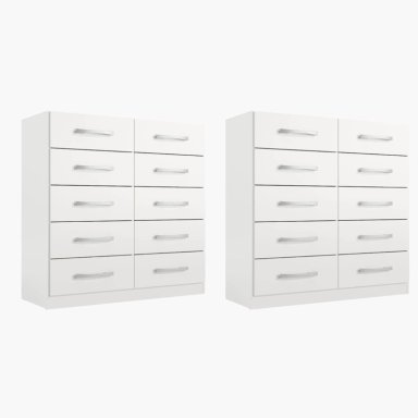COMBO 2 COMODAS 10 CAJONES BLANCO BLANCO RB10X2 - 1