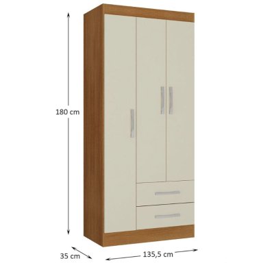 COMBO CLOSET 3 PUERTAS + COMODA 5 CAJONES 1 PUERTA OFF WHITE R3251 - 6