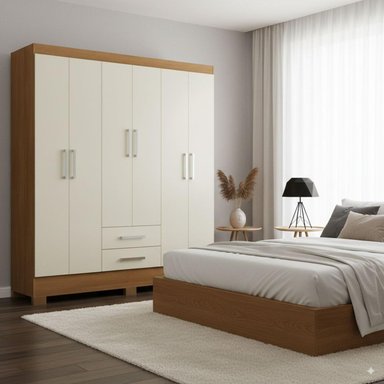 COMBO CLOSET 6 PUERTAS 2 CAJONES + COMODA 5 CAJONES 1 PUERTA OFF WHITE R6251 - 2
