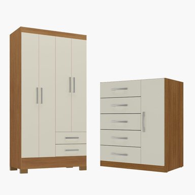 COMBO CLOSET 4 PUERTAS + COMODA 5 CAJONES 1 PUERTA OFF WHITE R4251 - 1