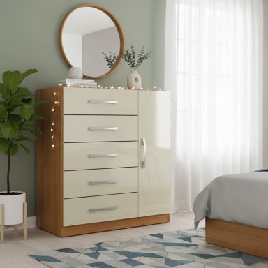 COMBO CLOSET 4 PUERTAS + COMODA 5 CAJONES 1 PUERTA OFF WHITE R4251 - 3