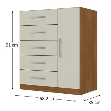 COMBO CLOSET 4 PUERTAS + COMODA 5 CAJONES 1 PUERTA OFF WHITE R4251 - 7