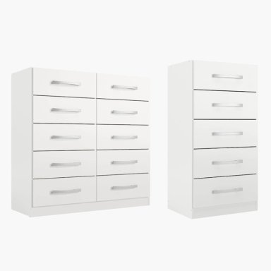 COMBO COMODA 5 CAJONES + COMODA 10 CAJONES BLANCO BLANCO RB0510 - 1
