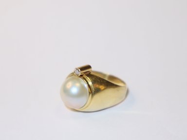 ANILLO ORO 18 K CON DIAMANTE Y PERLA MABE - 1