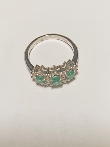 ANILLO DE PLATA 925 CON ESMERALDAS FINAS Y CIRCONES - 1