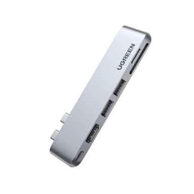 ADAPTADOR UGREEN USB-C DUAL A HDMI+2*USB 3.0 A+TF/SD+USB-C HEMBRA - 1