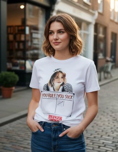 POLERA STRANGER THINGS ROBIN TALLAS XS Y S - 1