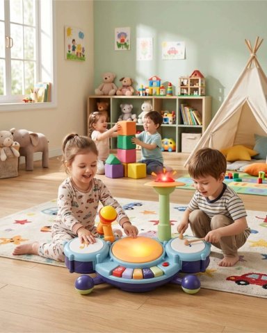 JUGUETE DIDACTICO BATERIA MUSICAL CON LUCES Y SONIDO PARA BEBE - 2