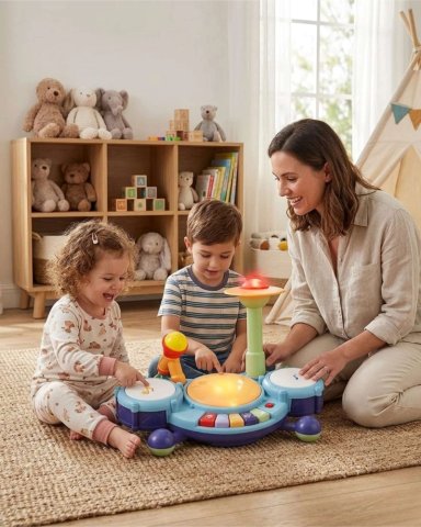 JUGUETE DIDACTICO BATERIA MUSICAL CON LUCES Y SONIDO PARA BEBE - 4