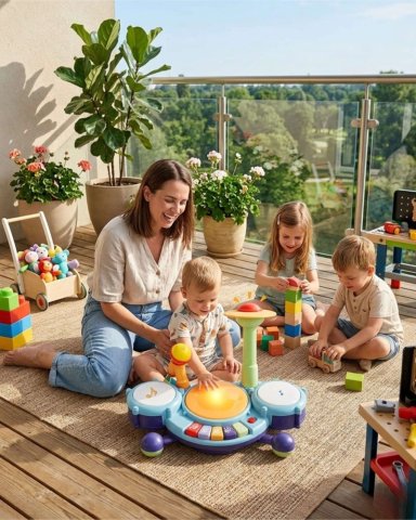JUGUETE DIDACTICO BATERIA MUSICAL CON LUCES Y SONIDO PARA BEBE - 5