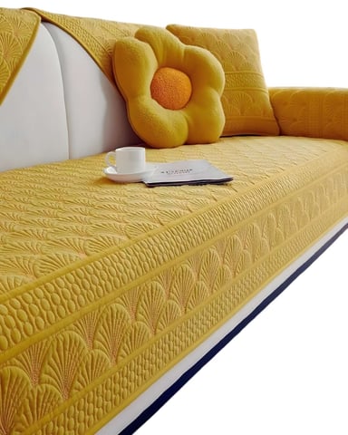 FUNDAS MAT PARA SOFA CON DISEÑO SIN COJINES AMARILLO - 2