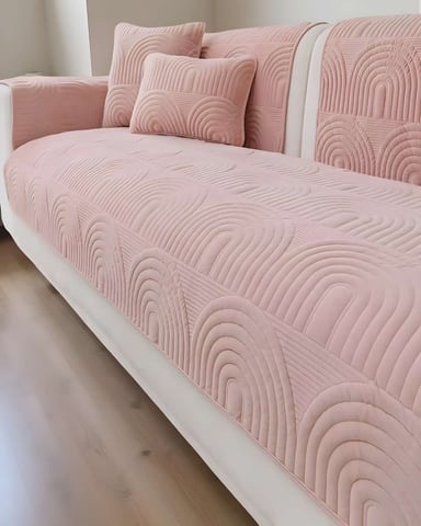 FUNDAS MAT PARA SOFA CON DISEÑO SIN COJINES ROSA - 3