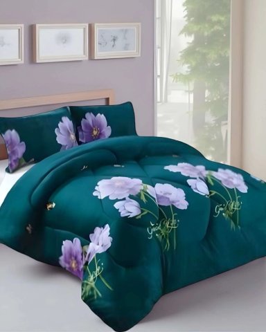 COBERTOR ELEGANTE DE INVIERNO DISEÑO FLORES PLUSH CON CHIPORRO PLAZA Y MEDIA S46 - 1
