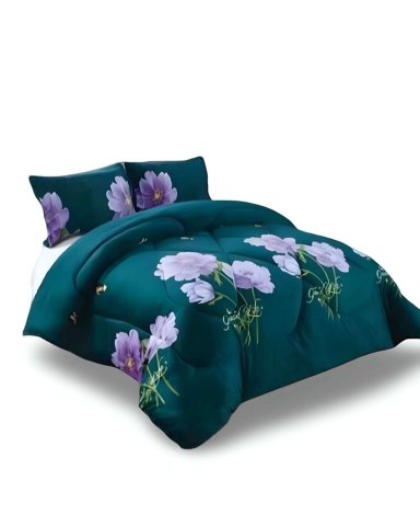 COBERTOR ELEGANTE DE INVIERNO DISEÑO FLORES PLUSH CON CHIPORRO PLAZA Y MEDIA S46 - 2