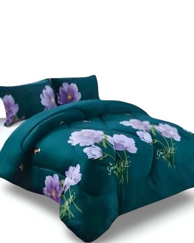COBERTOR ELEGANTE DE INVIERNO DISEÑO FLORES PLUSH CON CHIPORRO PLAZA Y MEDIA S46 - 3
