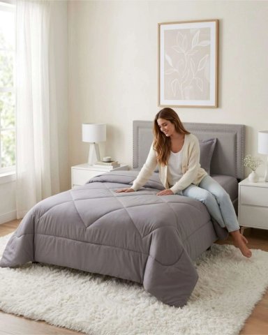 CUBRECAMA PLUMON NORDICO PLAZA Y MEDIA GRIS - 6