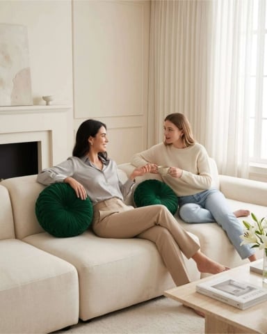 COJIN RUEDA TERCIOPELO REDONDO SOFA DECORATIVO SALON - 1