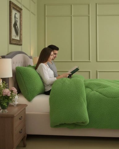 PLUMON CUBRECAMA 2 PLAZAS SHERPA PELUDO INVIERNO DISEÑO SUAVE - 1