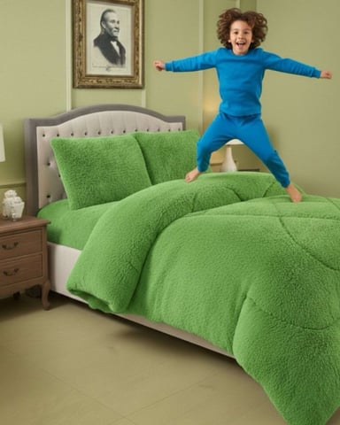 PLUMON CUBRECAMA 2 PLAZAS SHERPA PELUDO INVIERNO DISEÑO SUAVE - 5