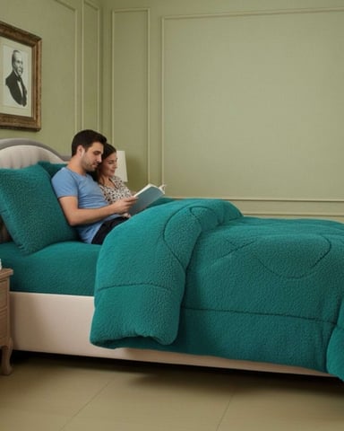 PLUMON CUBRECAMA 2 PLAZAS SHERPA PELUDO INVIERNO DISEÑO SUAVE - 1