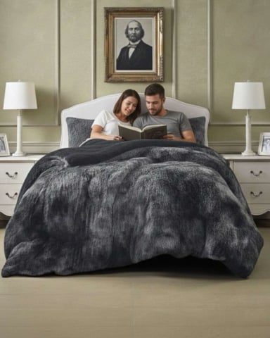 PLUMON CUBRECAMA 2 PLAZAS SHERPA PELUDO INVIERNO DISEÑO SUAVE - 2