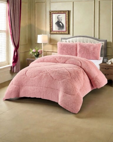 PLUMON CUBRECAMA PLAZA Y MEDIA SHERPA PELUDO INVIERNO DISEÑO SUAVE - 4