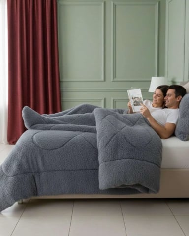 PLUMON CUBRECAMA 2 PLAZAS SHERPA PELUDO INVIERNO DISEÑO SUAVE - 1