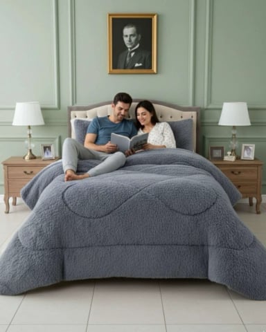 PLUMON CUBRECAMA 2 PLAZAS SHERPA PELUDO INVIERNO DISEÑO SUAVE - 2