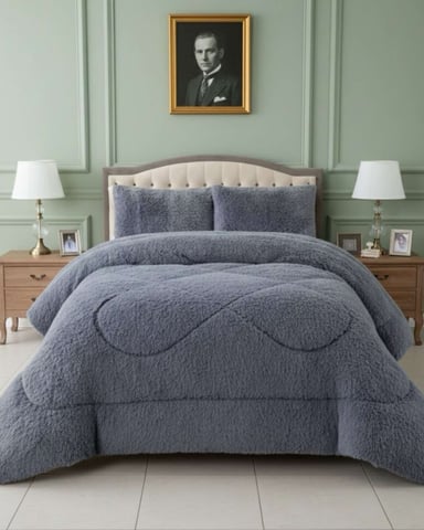 PLUMON CUBRECAMA 2 PLAZAS SHERPA PELUDO INVIERNO DISEÑO SUAVE - 3