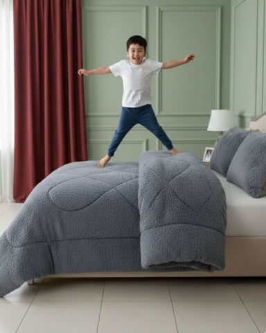 PLUMON CUBRECAMA 2 PLAZAS SHERPA PELUDO INVIERNO DISEÑO SUAVE - 5
