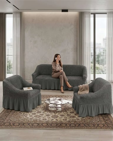 JUEGO DE FUNDAS DE SILLON TURCAS 3+1+1 ELASTICAS AJUSTABLES - 4