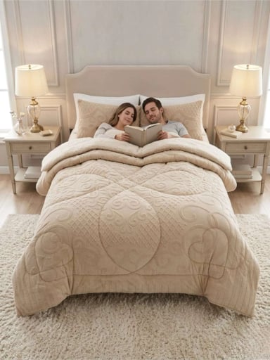 CUBRECAMA PLUMON JACQUARD PREMIUM 2 PLAZAS INVIERNO TE RMICO - 1