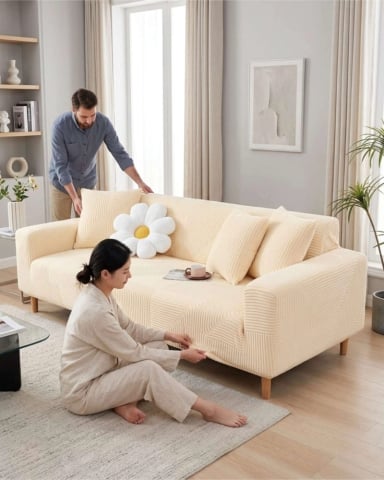 FUNDA PARA SOFA 3 CUERPOS DISEÑO MODERNO DE POLAR - 3