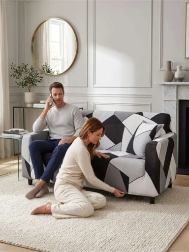 FUNDA DE SOFA ELASTICADA EFECTO TAPIZADO 360° - 2 CUERPOS - 4