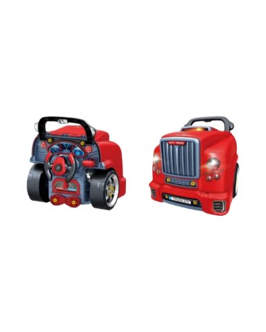 CAMION TALLER MECANICO DE JUGUETE ARMABLE CON VOLANTE ROJO - 6