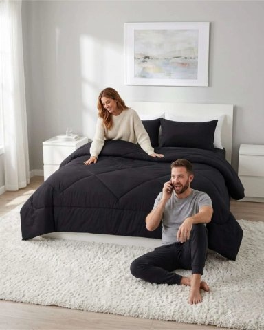 JUEGO DE CAMA KING PLUMON NORDICO Y SABANAS PREMIUM - 2