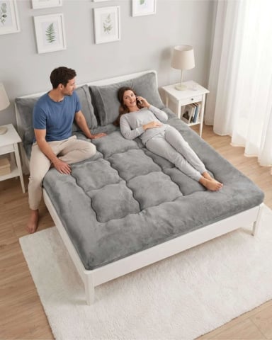 CUBRE COLCHON ACOLCHADO PLUSH ULTRA SUAVE 2 PLAZAS - 4