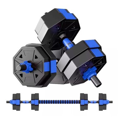 SET MANCUERNAS Y BARRA ARMABLE 20KG PESAS AJUSTABLES FITNESS - 1